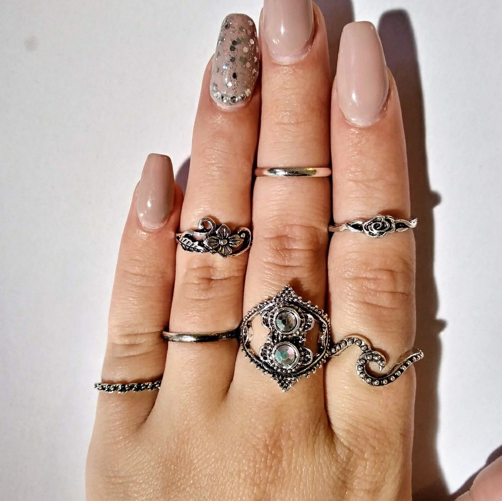 7pc Bohemian Midi Knuckle Rings - Statement Rings